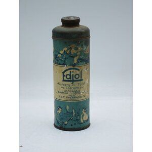Vintage Edjol Nursery Talcum Powder Tin Antique Pharmaceutical Collectible